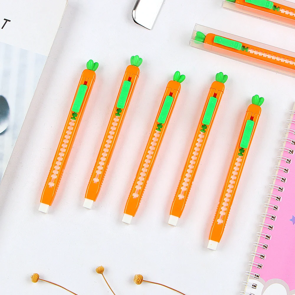 

1 Pcs Carrot Push Pull Eraser Student Pencil Eraser Office School Supplies Promotional Gifts Stationery