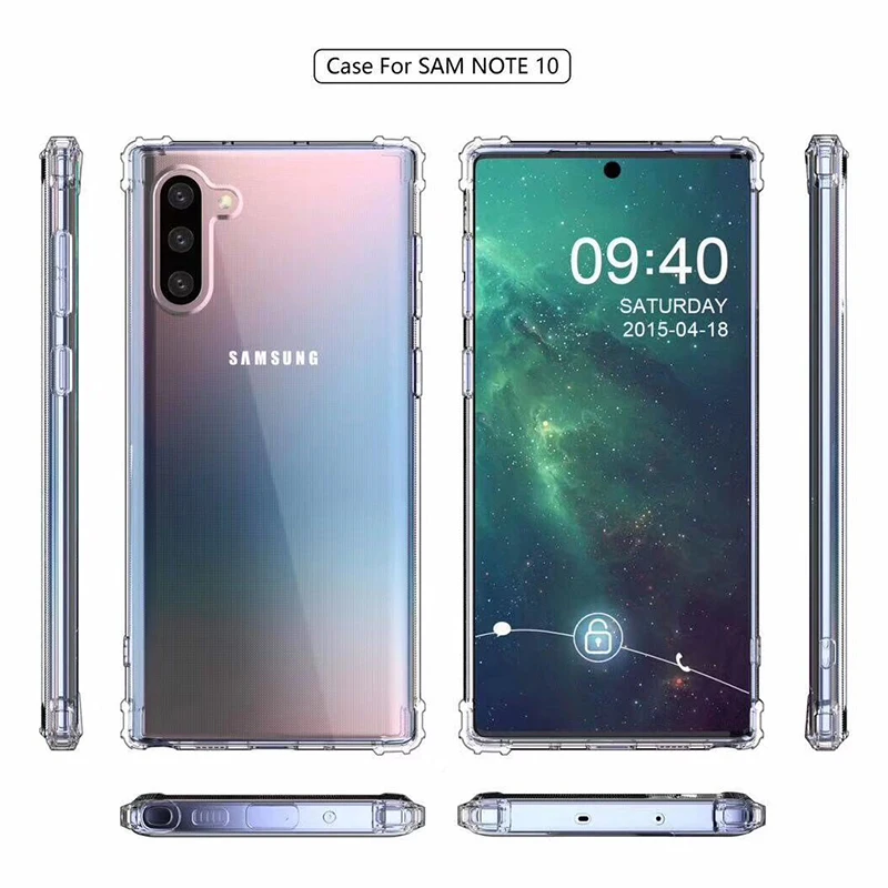 

For Samsung Galaxy Note 10 Case S10e Note 9 S 10 5G Plus Shock-resistant Transparent TPU Back Slim Cover Clear Protective Shell