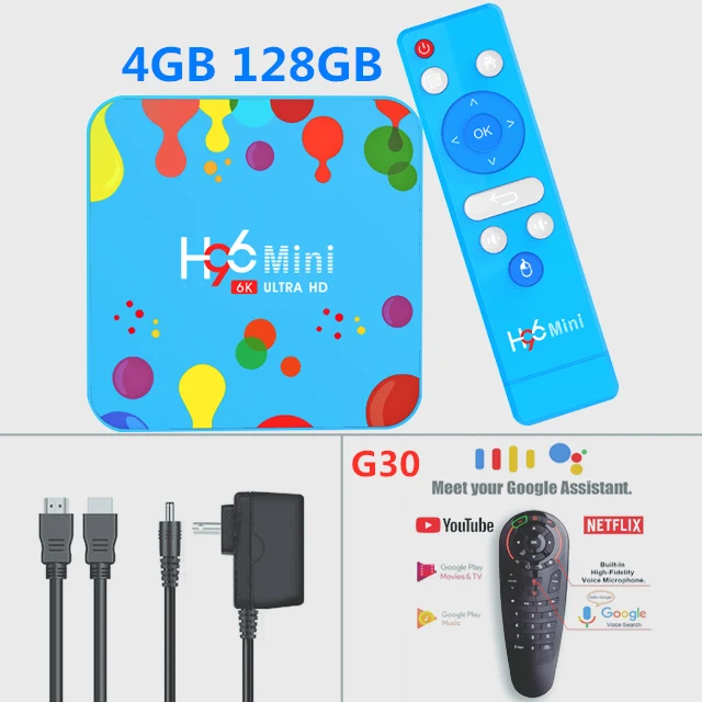4G128G-G30 New Android 9.0 TV Box H96 Mini ALLWINNER H6 Quad Core 2.4&5.8Ghz Dual Wifi 4GB 128GB 6K Set Top Box Media Player Home Theatre - Цвет: 4G128G-G30