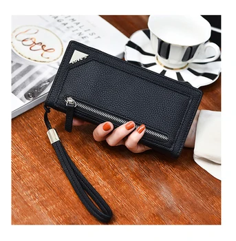 

Coin Purses Lady Pu Leather Solid Credit Card Holders Wristlets Long Clutch Wallets for Women Zipper Phone Pack Women's Wallet