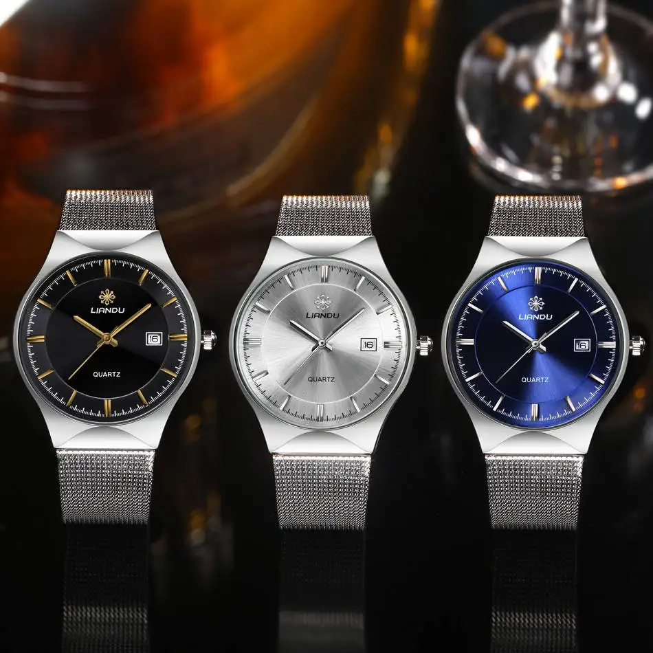 

Liandu Men Mesh Belt Ultra-Thin Quartz Watch Calendar Waterproof MEN'S Watch Ld6017