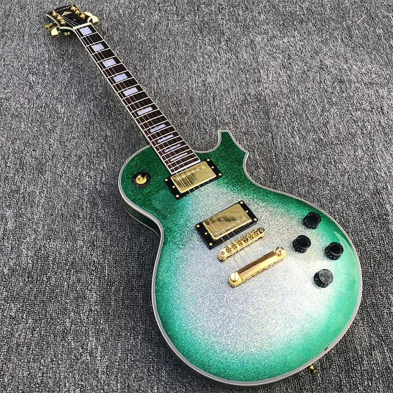

2019 High quality 6 String Electric Guitar, Mahogany body With Metallic green paint top,Golden hardware,free shipping