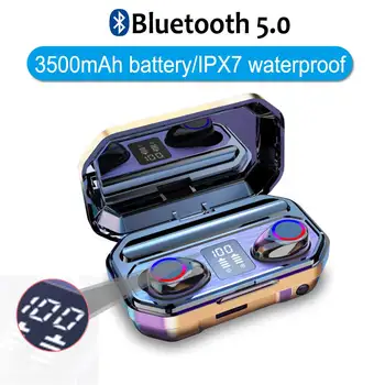 

M12 TWS Wireless Bluetooth Headset Bluetooth 5.0 Led Power Display IPX7 Waterproof 9D Stereo for Android phone with Flashlight