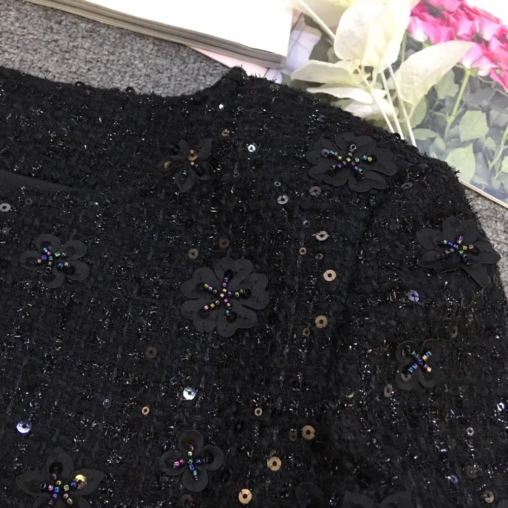 new women fashion sequined flower jacket coat female casual beading outerwear coat 2 color rmsx 10.21