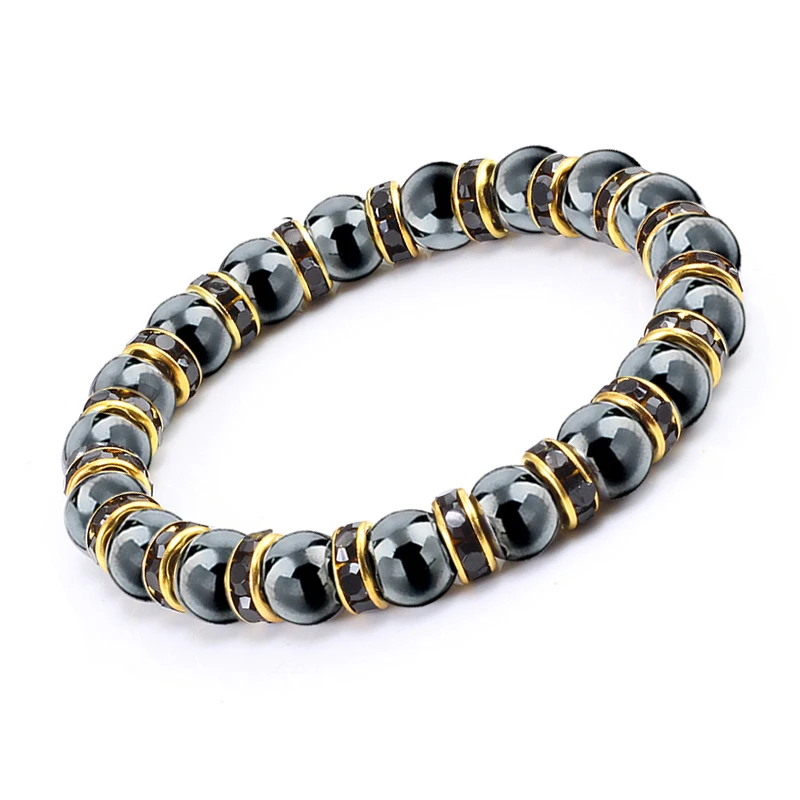 Natural Hematite Beads Bracelets Men No-Magnetic Health Protection Women Jewelry Charm Crystal Stone Stretch Bracelet & Bangle - Image 3