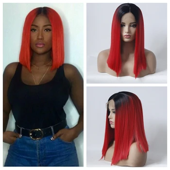 

MHAZEL Bob Lace Front Wigs High Temperature Heat Resistant Fiber Hair Synthetic Wig Straight Bob Lace Front Wigs For Black Women
