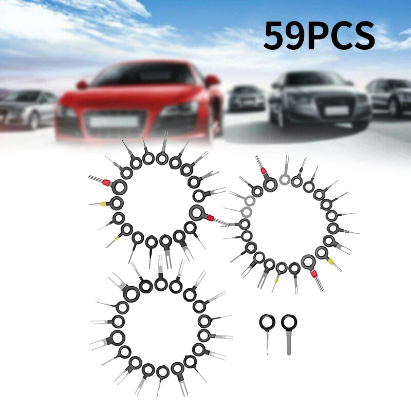 

Terminal Removal Tool Kit for Car, Wire Connector Pin Release Key Extractor Tools Set for Most Connector Terminal(59 Pieces)