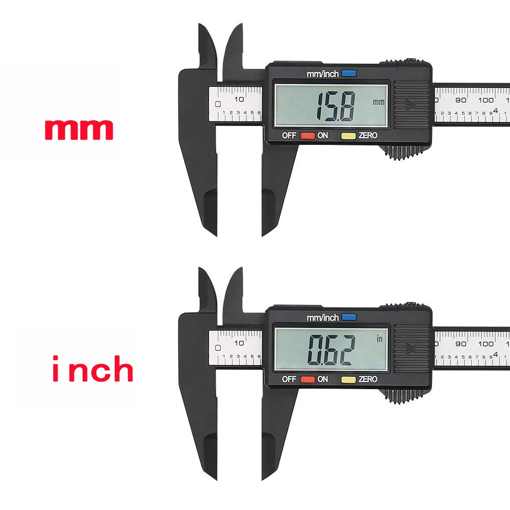 Description Picture 5 of item150mm 100mm Electronic Digital Caliper Carbon Fiber Dial Vernier Caliper Gauge Micrometer Measuring Tool Digital Ruler