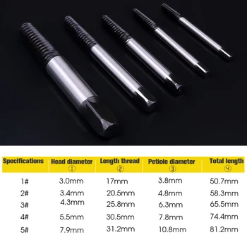 

Small 5pc Double side damaged screw extractor drill bits Steel Broken Speed Out Drill Bit Guide Set Bolt Remover Easy Out tools
