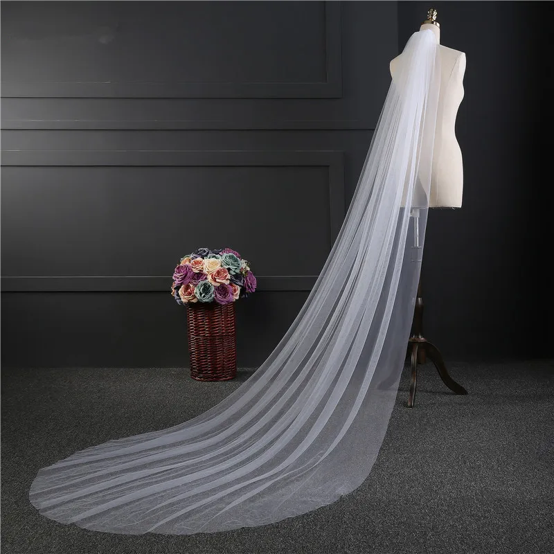 3M or 2M White/Ivory Wedding Veil One layer long Bridal Veil Head Wedding Accessories
