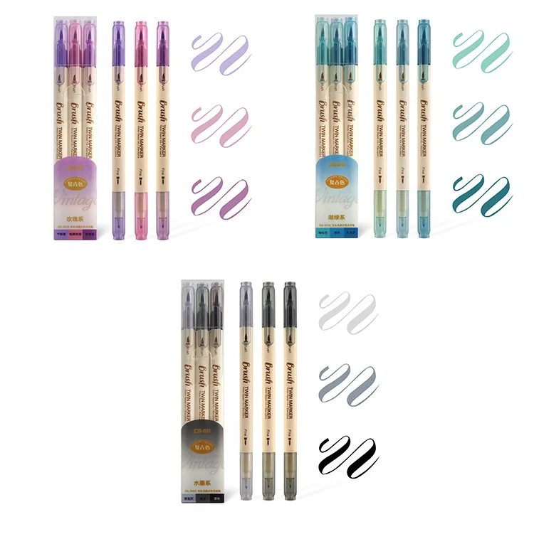 Lot de stylos colorés illables pour dessin quotidien, pinceau de peinture  pour étudiants peintres, stylo de dessin calligraphique avec porte-plume  précieux à l'eau, 3 pièces - AliExpress