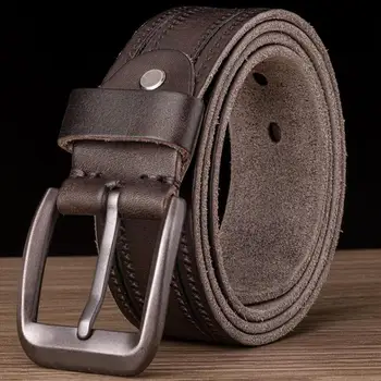 

High-grade washed retro soft leather belt men's leather pin buckle top layer pure cowhide handmade belt men's trousers simple
