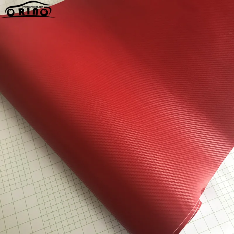 Red 3D Carbon Fiber Vinyl Film Wrap-4