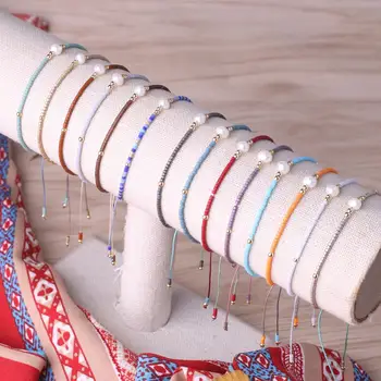 

C.QUAN.CHI 10PCS Set Charm Miyuki Seed Beaded String Bracelets Cuff Adjustable Natural Gem Beads Boho Wrap Bracelets