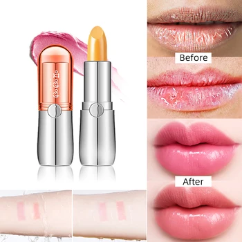 

1PC moisturizing lip balm cute makeup temperature color changing lipstick natural Carotene pink orange tint lip balm RB006