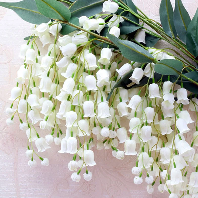 

80cm 4 Forks Wedding Decor Artificial Silk Wisteria Flower Vines Campanula Flower Hanging Rattan Floral Garland For Home Garden