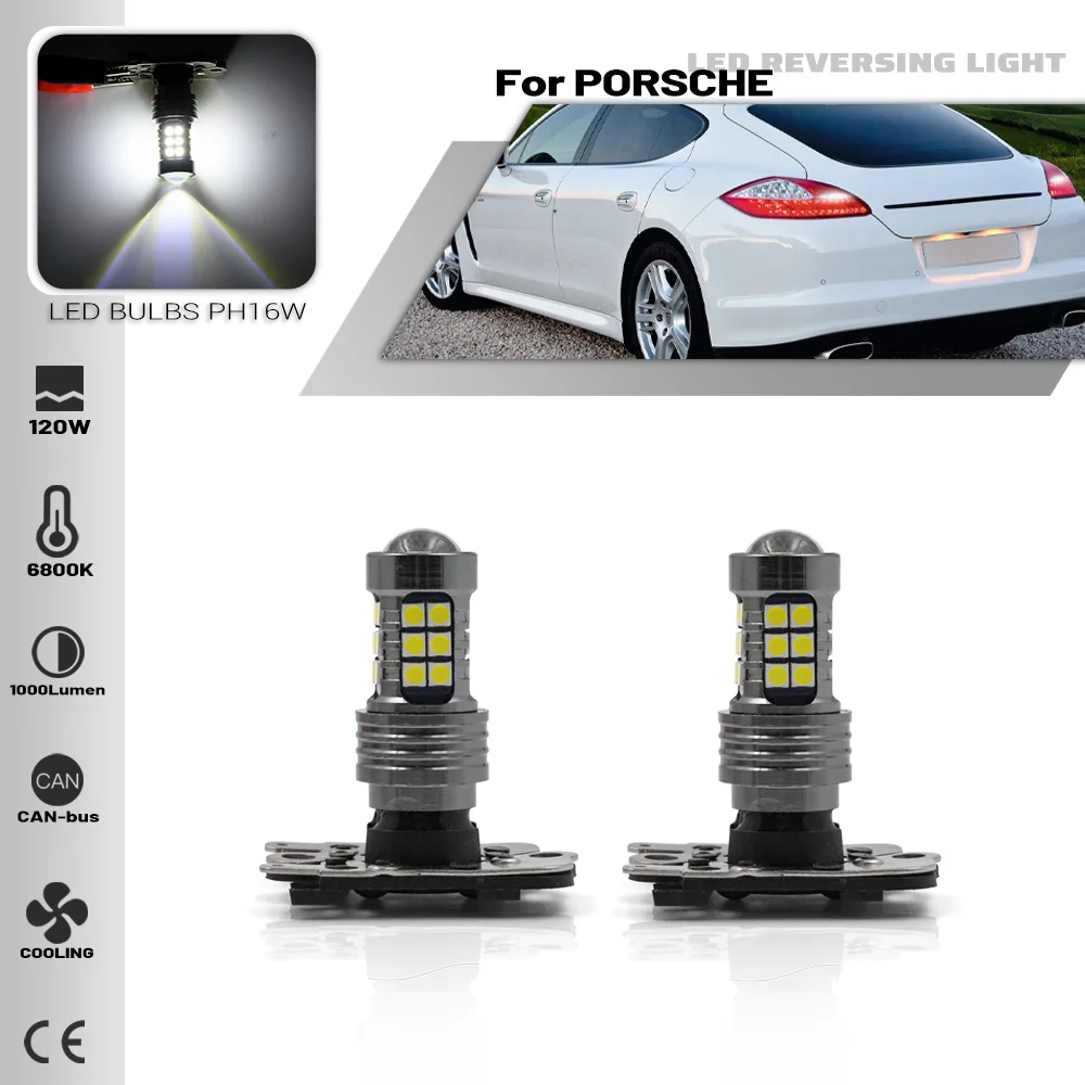 

2Pcs PH16W LED Reverse Light Bulb CANBUS Error Free for Porsche 970 Panamera 987.2 Boxster Cayman 997.2 911 Back Tail Lamp Bulbs