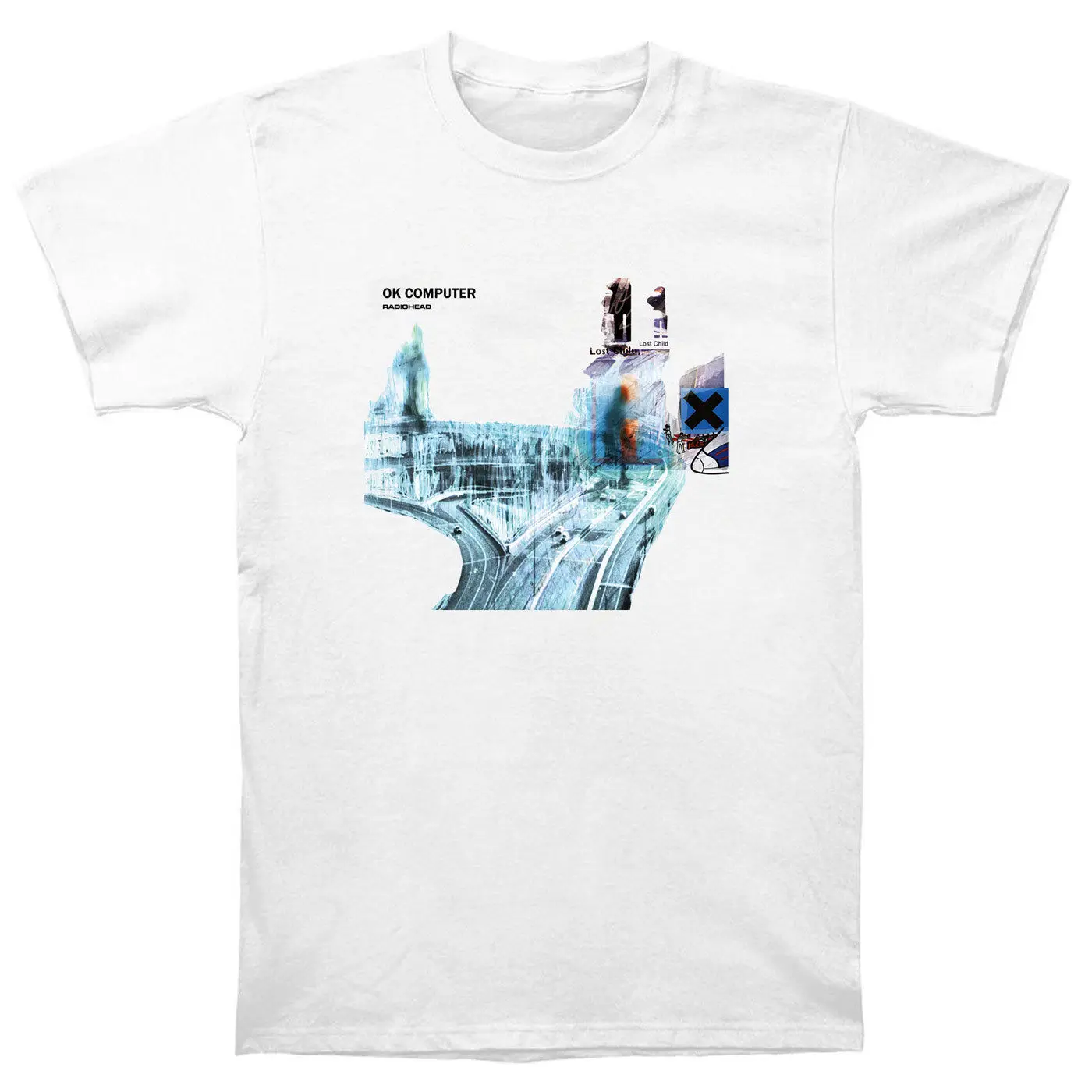 Radiohead Ok Computer T Shirt Cd Lp Vinyl Poster In Rainbows Thom Yorke Kid A Casual Printed Quality New Brand T-shirt - Цвет: Белый