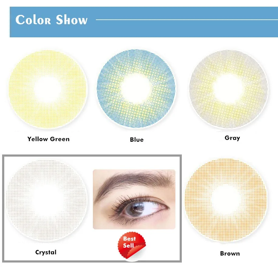 1 pair (2 pieces) natural crystal color lenses - for eyes cosmetic contact lenses eye color