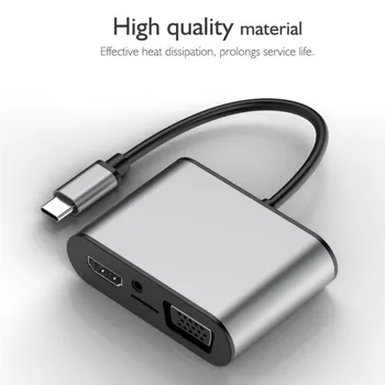 

Greatlizard Type-C to HDMI VGA Adapter Thunderbolt 3 PD TF 3.5MM Reader Slot with 3 Port USB For MacBook For Laptop