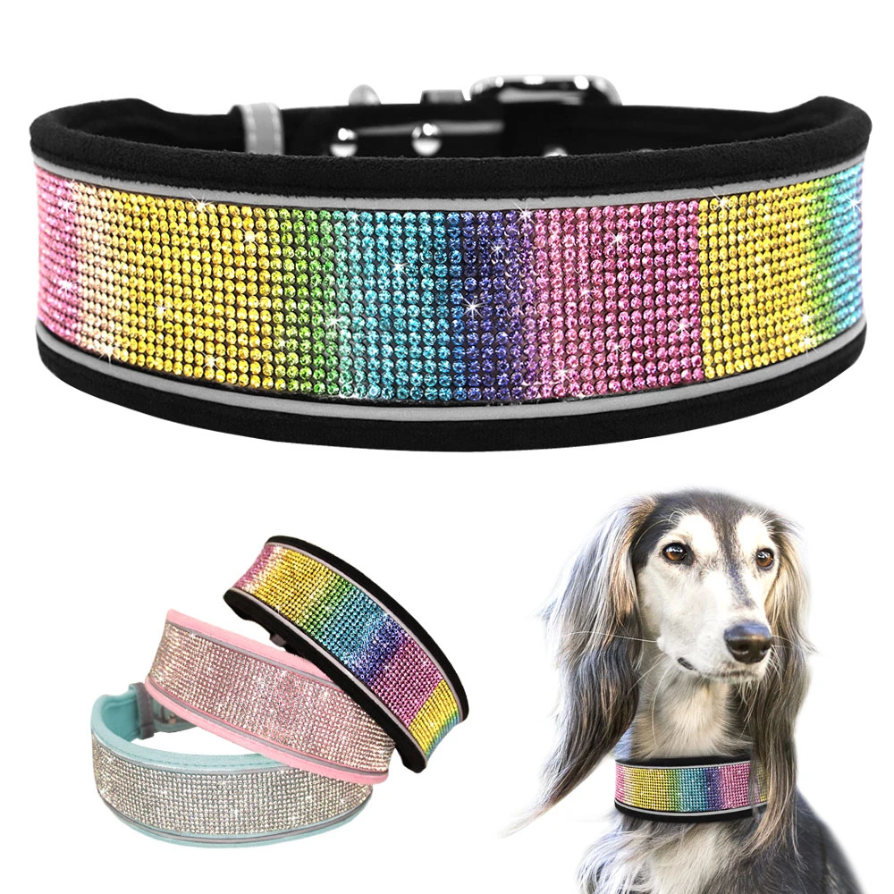 Milieuactivist Verfijnen Middel Crystal Reflecterende Halsband Bling Strass Hond Zachte Halsbanden Met Gesp  Diamant Pet Puppy Halsbanden Voor Kleine Medium Grote Hond|Kragen| -  AliExpress