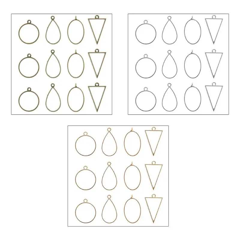 

12 Pcs/set Jewelry Epoxy frame Epoxy Border Geometric Hollow Pendant Frame DIY Resin Crafts Necklace Bracelet Jewelry Accessory