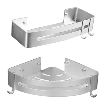 

2Pcs Bathroom Shelves Corner Shelf Wall Mounted Aluminum Bathroom Soap Dish Bath Shower Shelf Bath Shampoo Holder Wall Mounted