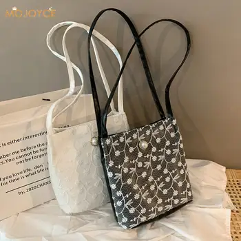 

Classic Texture Elegant Women Lace Embroidery Handbag Creative Design Chic Large Capacity Beach Underarm Shoulder Bag