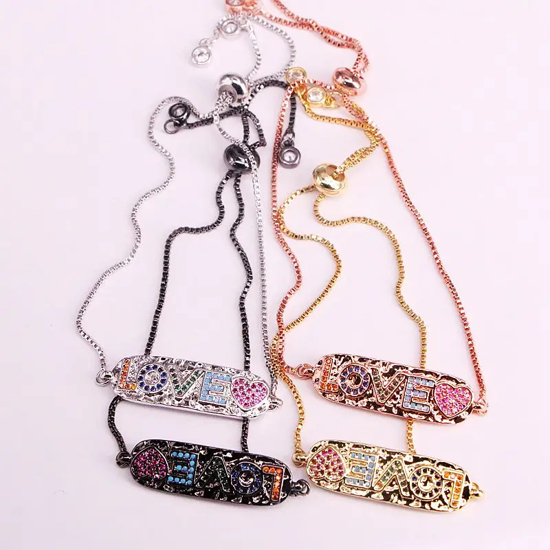 6 шт., Радужный CZ браслет-цепочка, женский браслет с цирконием, ювелирные изделия