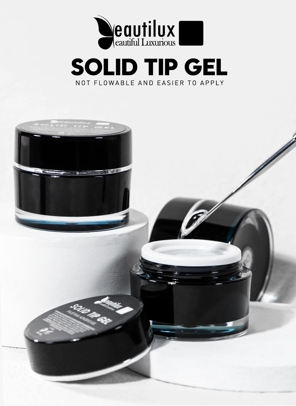Beautilux Solid Tip Gel False Fake Nail Soak Off  Jelly Gummy Base Gel Glue For American Pose Capsule Tips Adehesive
