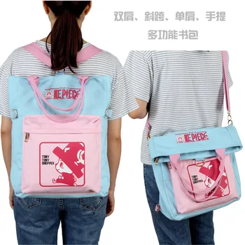 

3-Ways Anime One Piece Chopper Backpack Bag Handbag Shoulder Bag Canvas School Bag Boys Girls Kids Book Beach School Travel Bag