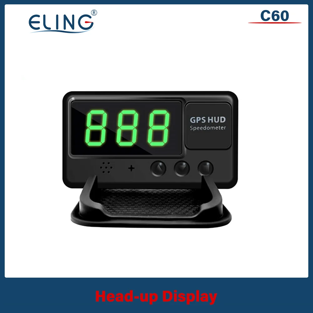 ELING Universal GPS Head Up Display Speedometer Odometer Digital Speed Display MPH Over Speed Alarm Clock C60 C60S