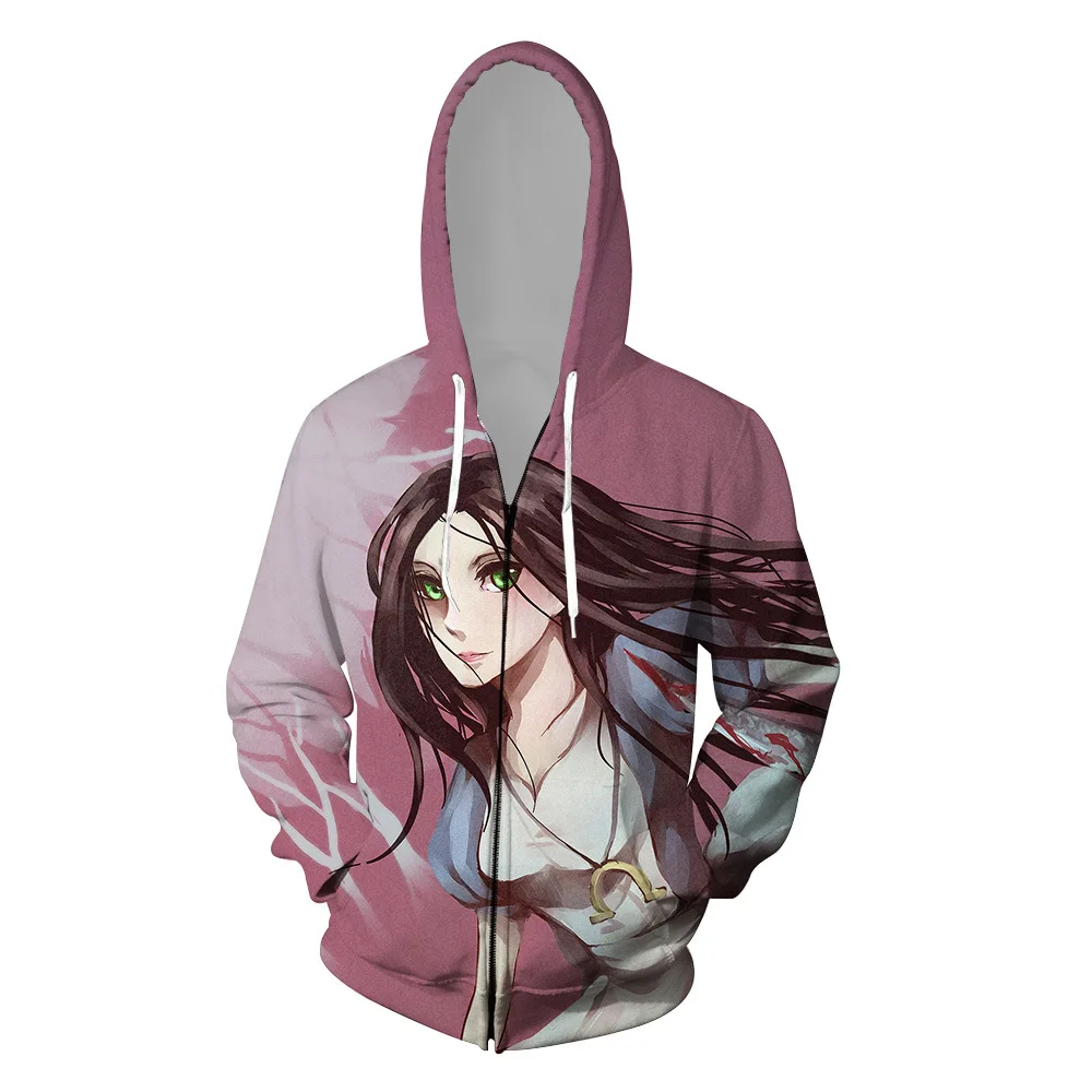 Alice Madness Returns Костюмы 3D печать Алиса толстовки куртка Косплей Хэллоуин для мужчин и женщин толстовки кофты хип хоп пальто