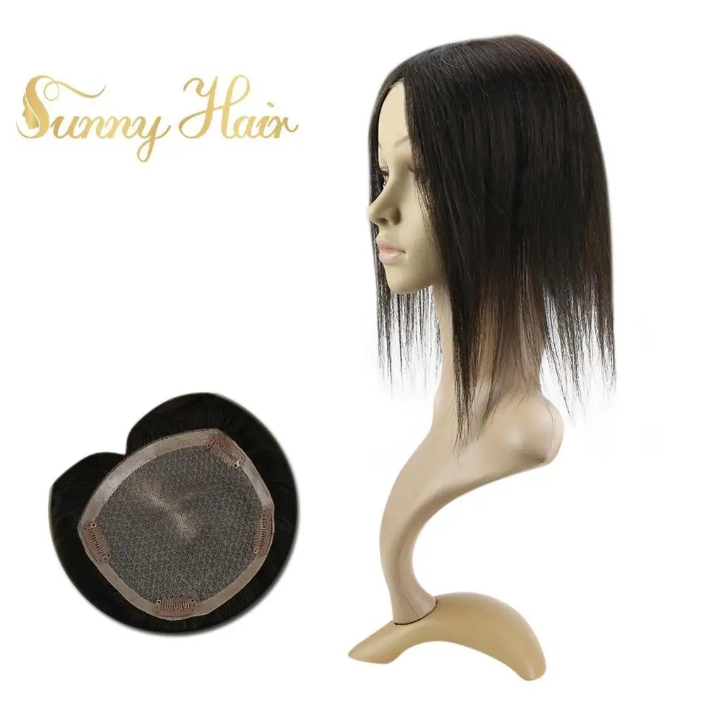 VeSunny шиньон моно Топпер настоящие человеческие волосы корона парик с 4 клипсами 5x5 дюймов темно-коричневый#2