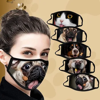 

2020 New Unisex Adult Dog Cat Animal Funny Expression Print Face Outdoor Mouth Breathable Cycling Party Mask Mascararilla
