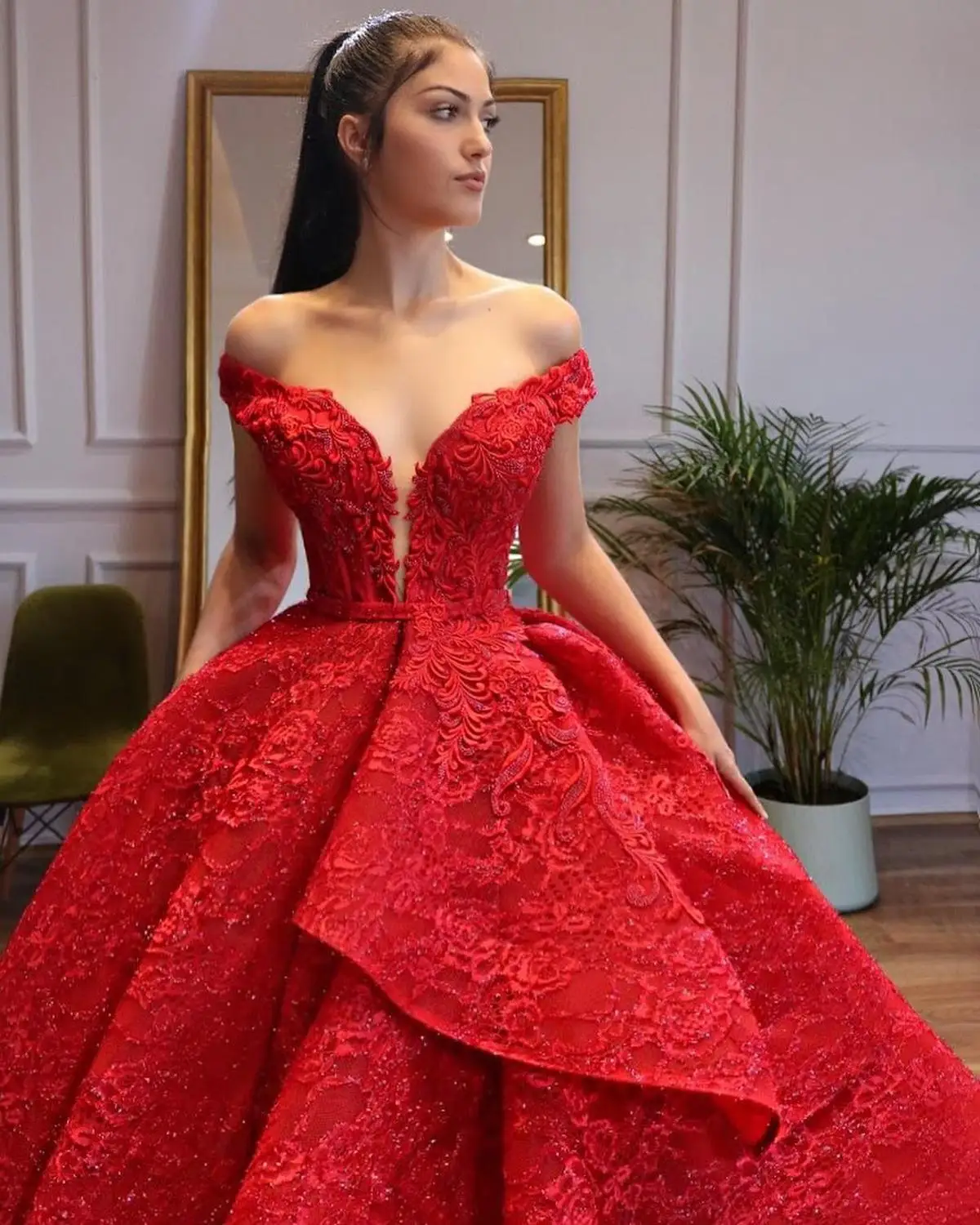 Robe De Soiree красное асимметрично драпированные роскошное вечернее платье аппликация с открытыми плечами длинное бальное платье вечернее платье