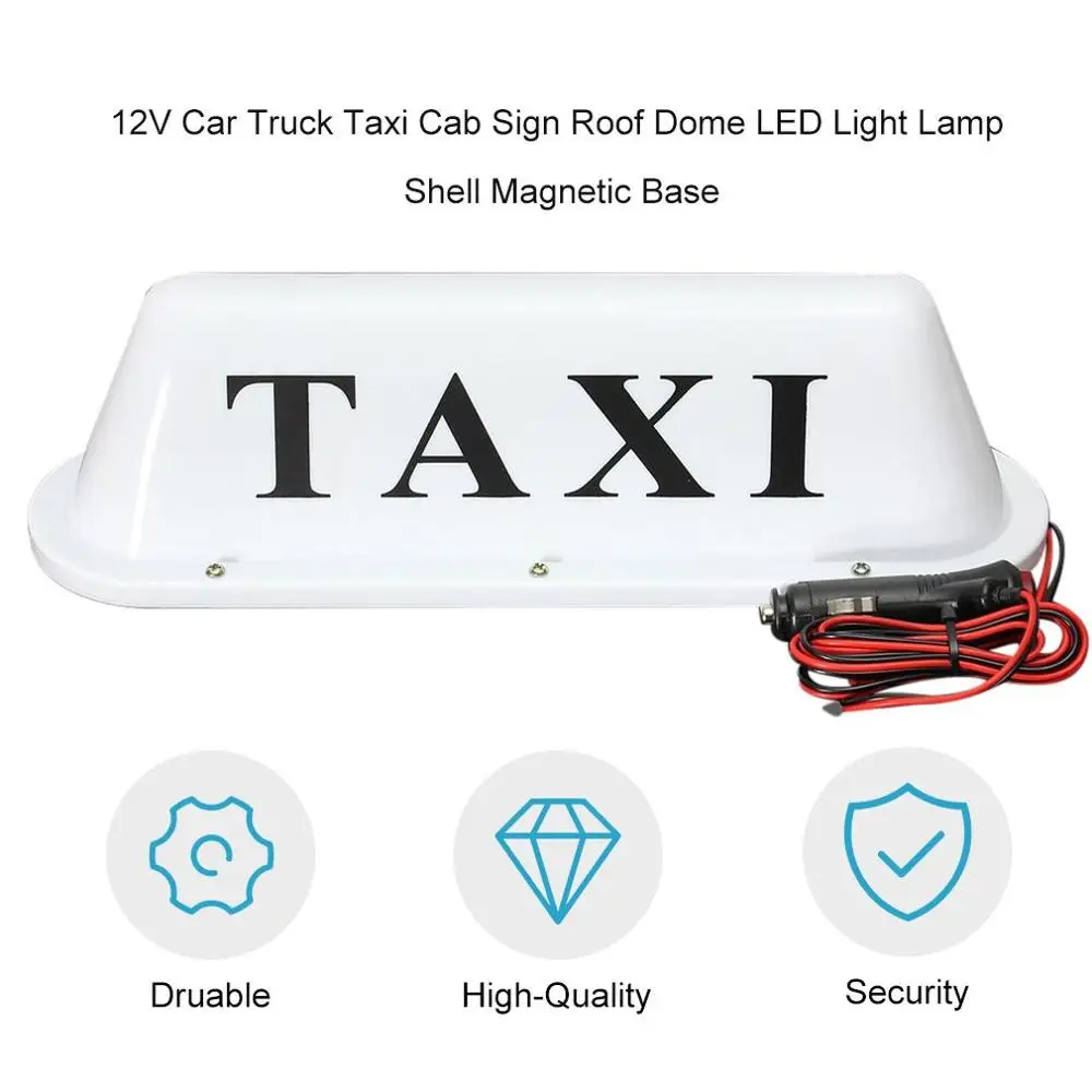 12V Car Truck Taxi Cab Sign Roof Dome LED Light Lamp Shell Magnetic Base with Cigarette Lighter Socket Cable Length 100cm
