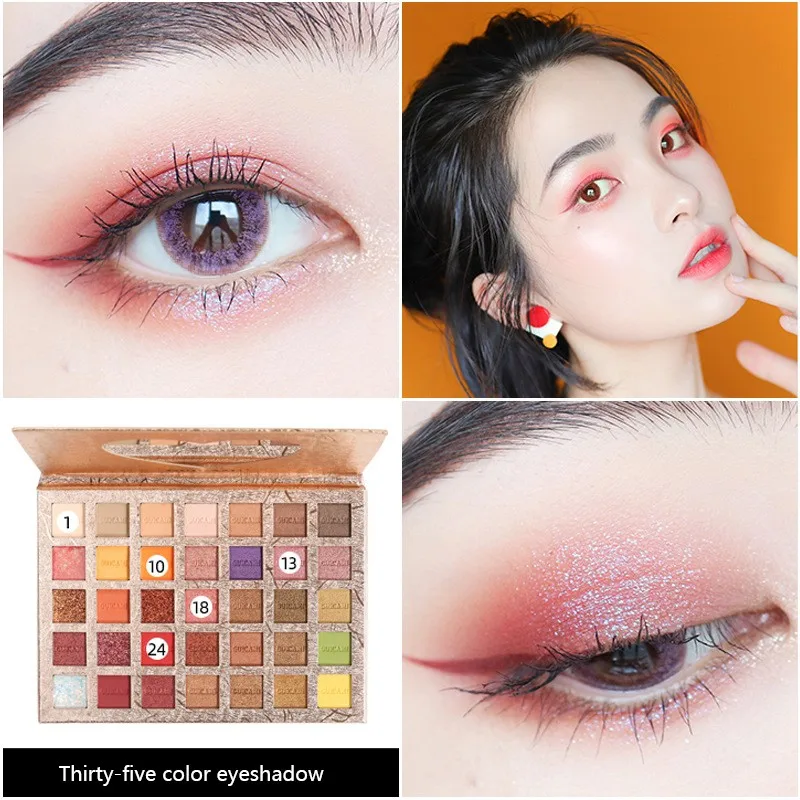 35 Colors Waterproof Long Lasting Highly Pigmented Glitter Eyeshadow Makeup Glitter Shiny Eyeshadow Palette Waterproof Cosmeti