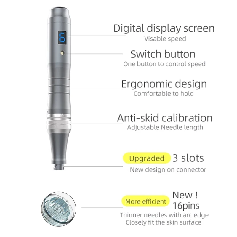 Micro Needling Pen Wireless 6 Digital Speed Dr.Pen M8-W Needle Cartridge For Micr Needle Therapy Facial Skin Care_voghion.com
