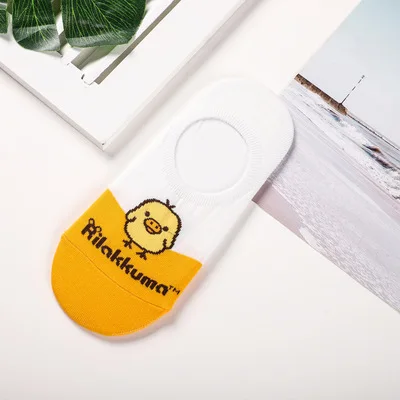 Носки с мультипликационным принтом Rilakkuma Kiiroitori, милые забавные носки, новинка, персонализированные женские хлопковые носки, calcetines mujer divertido - Цвет: 3-3