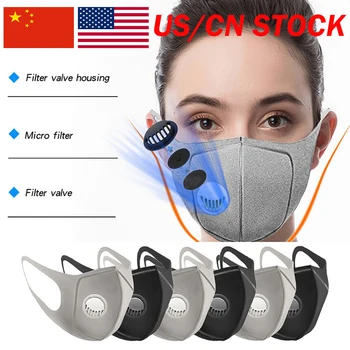 

Men Women Anti Dust Mask Anti PM2.5 Pollution Face Mouth Respirator Black Breathable Valve Mask Filter 3D Mouth Cover