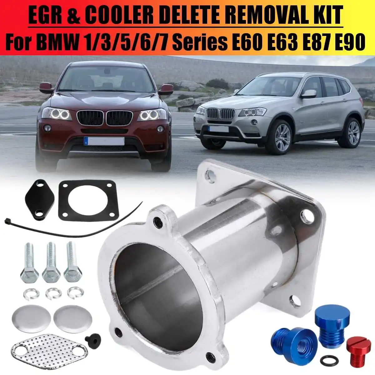 

Aluminum EGR Delete Removal & Cooler Delete Removal Kit FOR BMW 1/3/5/6/7 Series E60 520i 525d 530d 535d Valve Blanking Plugs