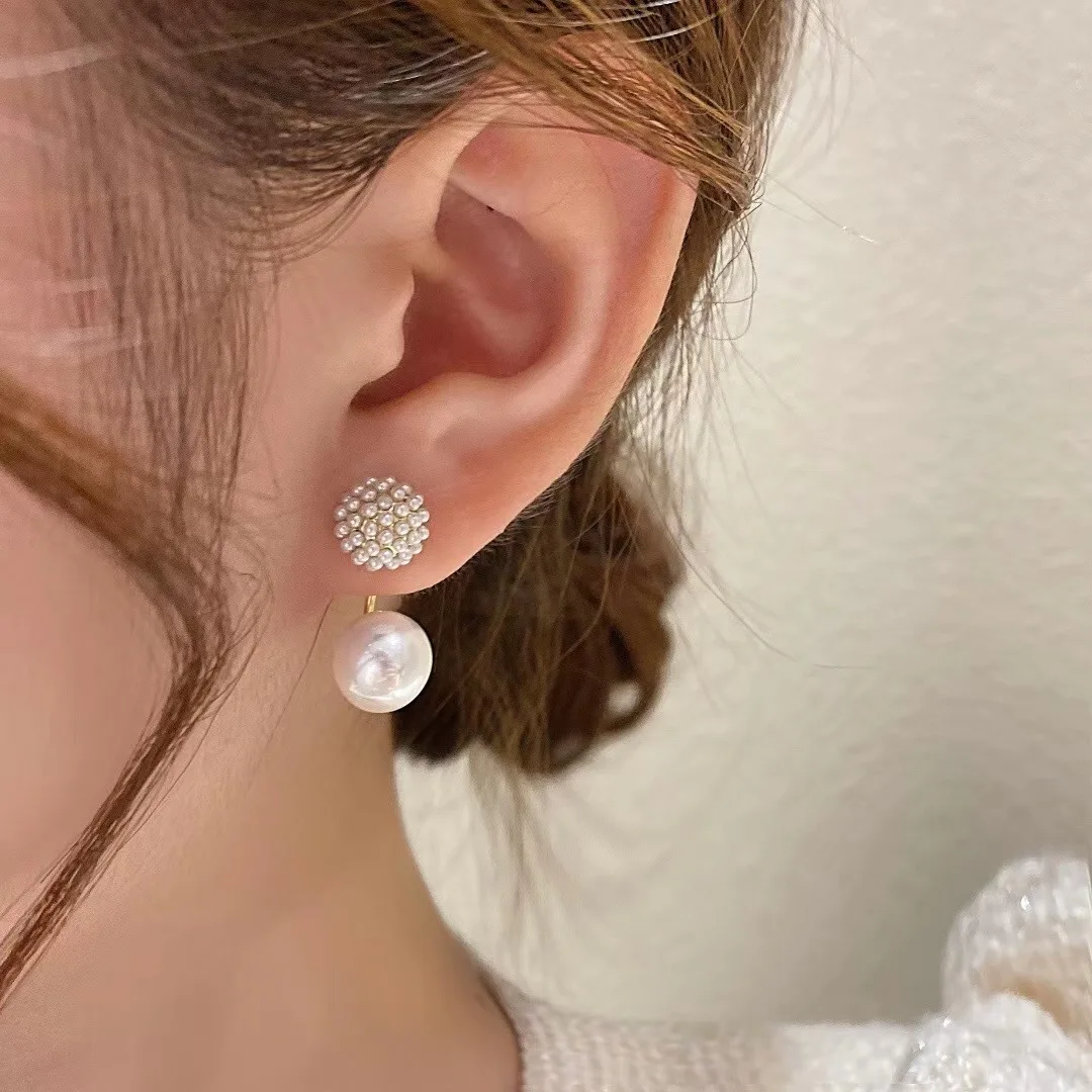 Elegante Ball Zurück Hängen Perle Anhänger Ohrringe Für Frau Design Sinn Schmuck Koreanische Mode Zubehör Mädchen Süße Ohrringe – Detail 8