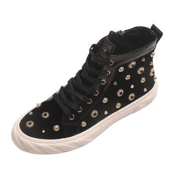 

Men Casual Shoes Men Fashion Rivet Sneakers Men Boots Casual Leather Boots Spring Autumn High Top Casual Men Shoes