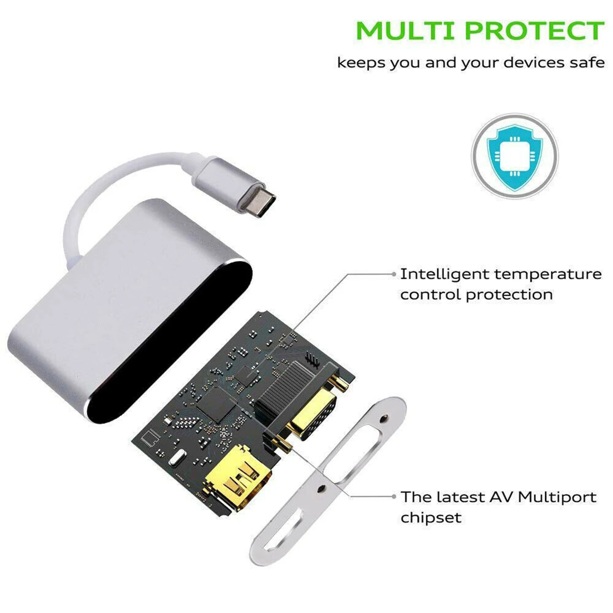 Тип C To VGA HDMI многопортовый адаптер поддерживает 4K концентратор 1080P конвертер для ноутбука офисная Конференция дома