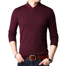 Осень мужской свитер с v-образным вырезом сплошной цвет тонкий модный дизайн теплый вязаный свитер Простой пуловер высокого качества Мужская одежда