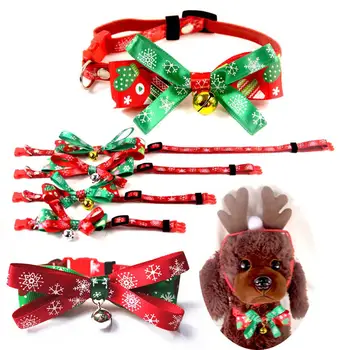 

Collar Adjustable Dog Cat Rabbit Neck Strap Safety Remedy Pet Nylon Collar Supplies Bow Tie For Christmas Gift 1 Pc