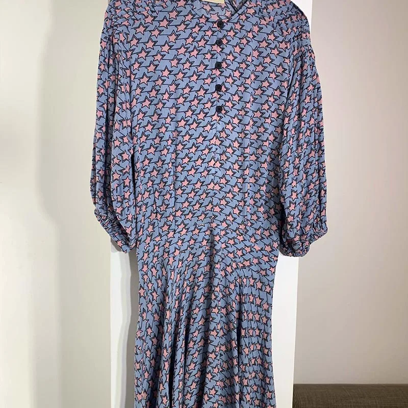 

Women's Dress 2020 Spring French Lazy Fashion Star Pattern Mini Dress