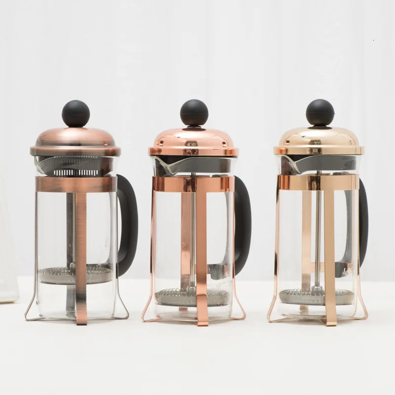 Кофейник в стиле ретро с металлической рамкой маленький бытовой пресс для