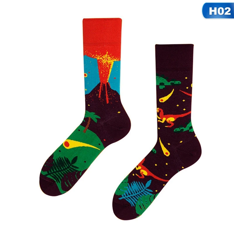 H02 Модные хлопковые носки без пятки с героями мультфильмов ассиметричные в стиле хип-хоп забавные уличные счастливые носки женские Харадзюку унисекс - Цвет: H02